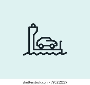 Ferry icon line isolated on clean background. Transport concept drawing icon line in modern style. Vector illustration for your web site mobile logo app UI design.