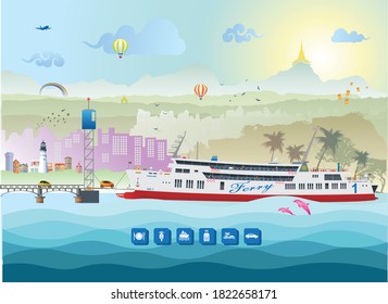 Vector de diseño de Ferry Port Thailand