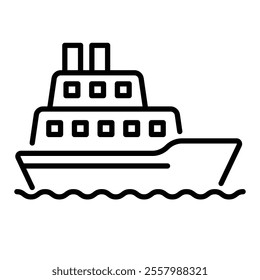 Ferry round line vector icon with editable stroke