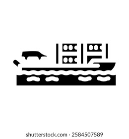 ferry ship transport marine glyph icon vector. ferry ship transport marine sign. isolated symbol illustration