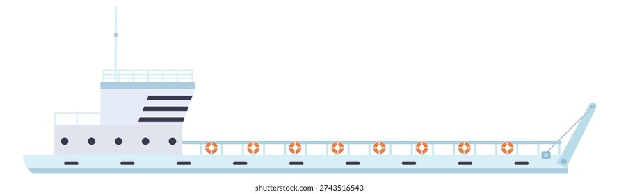 Ferry side view. River barge cartoon icon