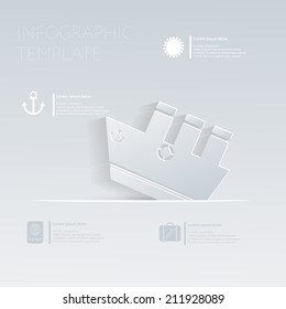 Ferry steamer. Theme holidays. Template infographic or website layout.