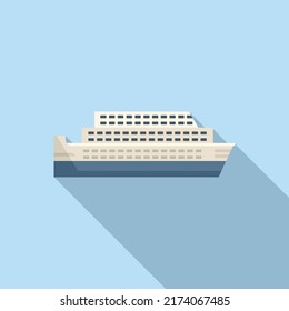 Ferry transport icon flat vector. River ship. Cargo ferryboat