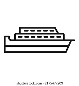 Ferry transport icon outline vector. River ship. Cargo ferryboat