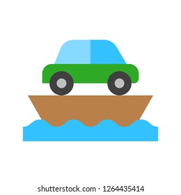 Ferry vector illustration, Watercraft flat design icon