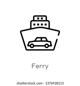 ferry vector line icon. Simple element illustration. ferry outline icon from transport concept. Can be used for web and mobile
