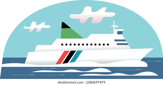 ferry white sea icon simple