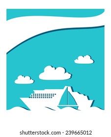 ferryboat on sea waves