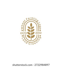 ein fruchtbarer Weizenbauernhof Logo mit einfachem Aussehen, Linienstil
