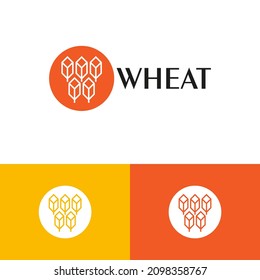 Fertile wheat grain logo design concept. Farm company brand logomark illustration. Can representing  agriculture, plant, health, bread, vegan, food, harvest, cereal.