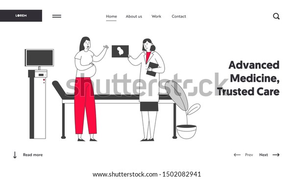 Fertility Childbirth Website Landing Page Pregnant Stock Vector