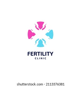 Fertility Clinic Logo. health of male and female sperm reproductive cells. pregnancy program. IVF technology.