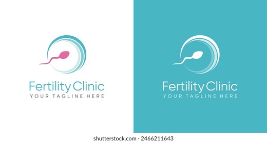 Fertility clinic logo. sperm symbols healthcare fertility pregnancy women. logo design vector.