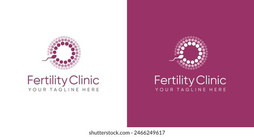 Logo de la clínica de fertilidad. símbolos de esperma salud fertilidad mujeres embarazadas. logo diseño Vector.