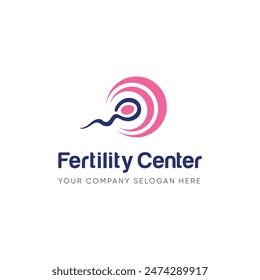 Fertility clinic logo. sperm symbols healthcare fertility pregnancy women. logo design vector