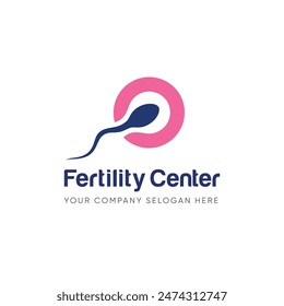 Logo de la clínica de fertilidad. símbolos de esperma salud fertilidad mujeres embarazadas. logo diseño Vector