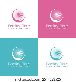 Fertility clinic logo. sperm symbols healthcare fertility pregnancy women. embryo logo design vector