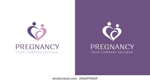 fertility clinic logo. This concept is a visual representation of helping a couple's Pregnant to quickly have children