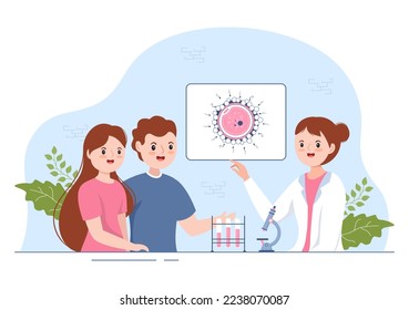 Fertility Clinic on Infertility Treatment for Couples and Handles in Vitro Fertilization Programs in Flat Cartoon Hand Drawn Templates Illustration