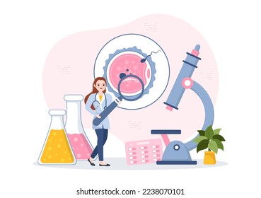 Fertility Clinic on Infertility Treatment for Couples and Handles in Vitro Fertilization Programs in Flat Cartoon Hand Drawn Templates Illustration
