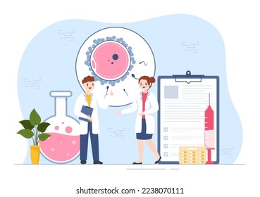 Fertility Clinic on Infertility Treatment for Couples and Handles in Vitro Fertilization Programs in Flat Cartoon Hand Drawn Templates Illustration