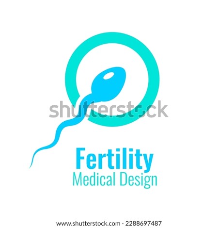 Fertility icon with sperm, vector medical pictogram on white background, medicine design flat illustration