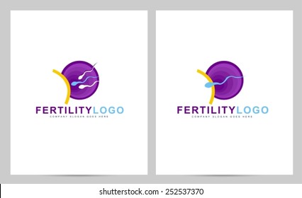 Fertility logo concept. Creative pregnancy clinic vector logo with abstract spermatozoon and egg 