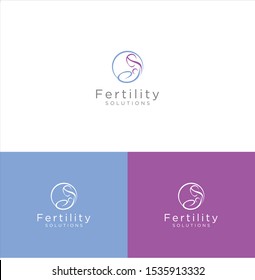 Fertility Logo icon Design Template . Fertility Center,Clinic,Solutions . Fertility Solutions Pregnancy, Women's Health, Healthcare Logo Design Vector Stock.