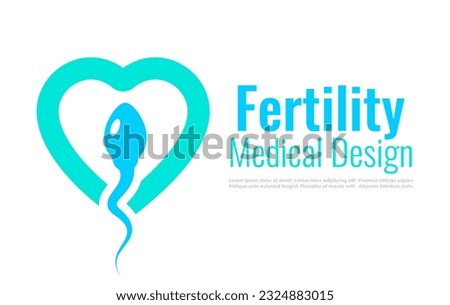 Fertility medical icon with sperm, vector illustration isolated on white background, abstract fertility clinic web design