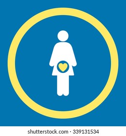 Fertility vector icon. Style is bicolor flat rounded symbol, yellow and white colors, rounded angles, blue background.