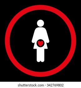 Fertility vector icon. Style is bicolor flat rounded symbol, red and white colors, rounded angles, black background.