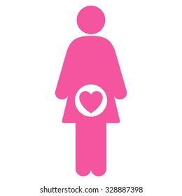 Fertility vector icon. Style is flat symbol, pink color, rounded angles, white background.