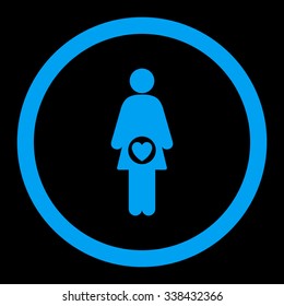 Fertility vector icon. Style is flat rounded symbol, blue color, rounded angles, black background.