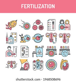 Fertilization color line icons set. Pictogram for web page, mobile app, promo. UI UX GUI design element. Editable stroke.