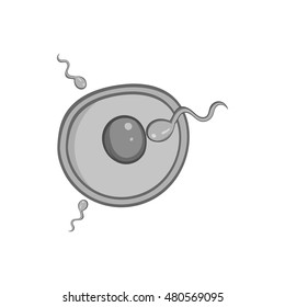 Fertilization of egg icon in black monochrome style isolated on white background. Pregnancy symbol vector illustration