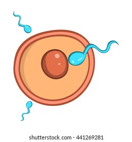 Fertilization of egg icon in cartoon style isolated on white background. Pregnancy symbol