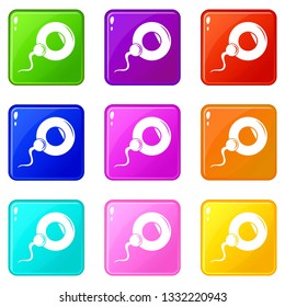 Fertilization egg icons set 9 color collection isolated on white for any design