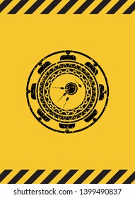 fertilization icon black grunge emblem inside yellow warning sign. Vector Illustration. Detailed.