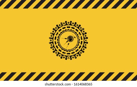 fertilization icon black grunge emblem with yellow background. Vector Illustration. Detailed.