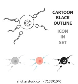 Fertilization icon in cartoon style isolated on white background. Pregnancy symbol stock vector illustration.