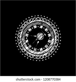 fertilization icon drawn chalk emblem, retro style, chalk or chalkboard texture