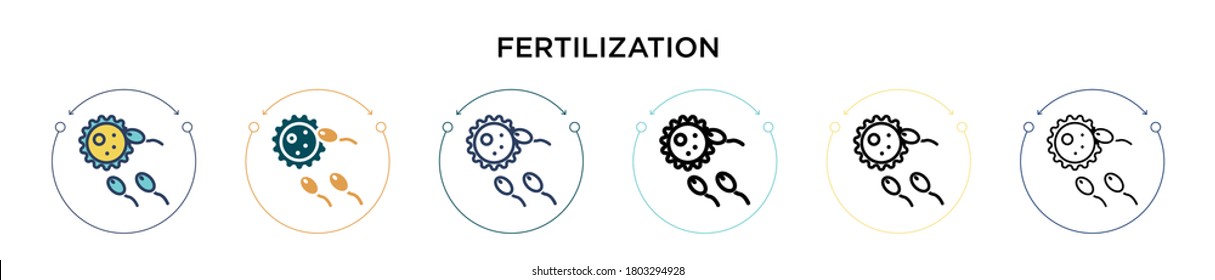 Fertilization icon in filled, thin line, outline and stroke style. Vector illustration of two colored and black fertilization vector icons designs can be used for mobile, ui, web