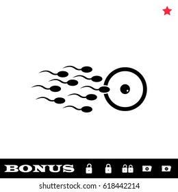 Fertilization icon flat. Black pictogram on white background. Vector illustration symbol and bonus button open and closed lock, folder, star