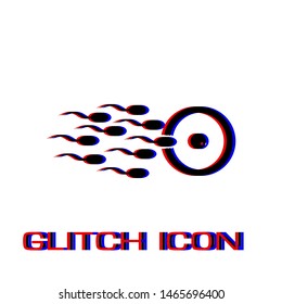 Fertilization icon flat. Simple pictogram - Glitch effect. Vector illustration symbol