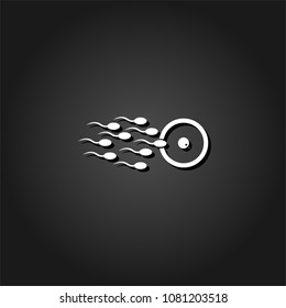 Fertilization icon flat. Simple White pictogram on black background with shadow. Vector illustration symbol