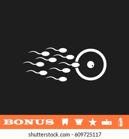 Fertilization icon flat. White pictogram on black background. Vector illustration symbol and bonus button tooth, vase, star, mirror, bottle