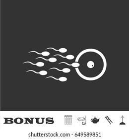 Fertilization icon flat. White pictogram on black background. Vector illustration symbol and bonus icons