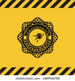fertilization icon grunge black emblem with yellow background, warning sign. Vector Illustration. Detailed.