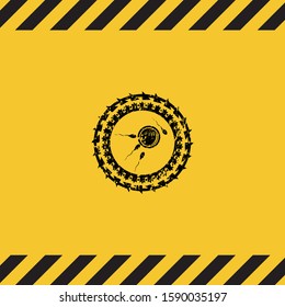 fertilization icon grunge black emblem with yellow background, warning sign. Vector Illustration. Detailed.