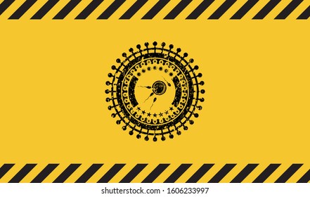 fertilization icon grunge black emblem with yellow background, warning sign. Vector Illustration. Detailed.